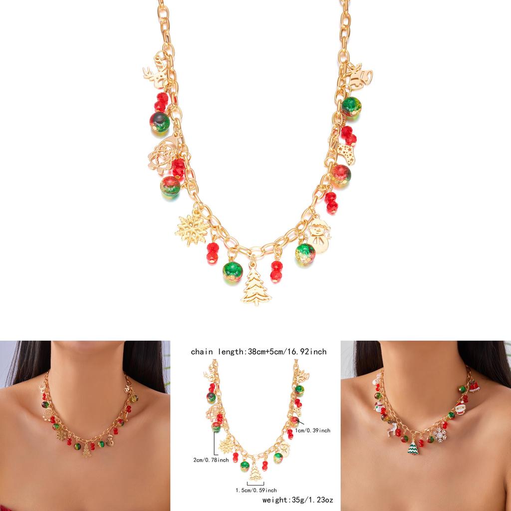 Festive Reindeer Charm Necklace With Electroplated Alloy For Seasonal Wear