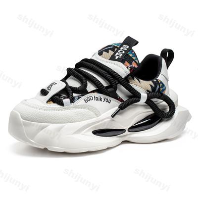 2026 Spring New Men's Thick Soled Casual Shoes Fashi Trend Versatile Sneakers Niche Design Comfortable Height Increasing Shoes