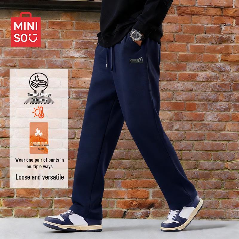 MINISO Men s Fleece-lined Winter Straight-leg Sweatpants XL
