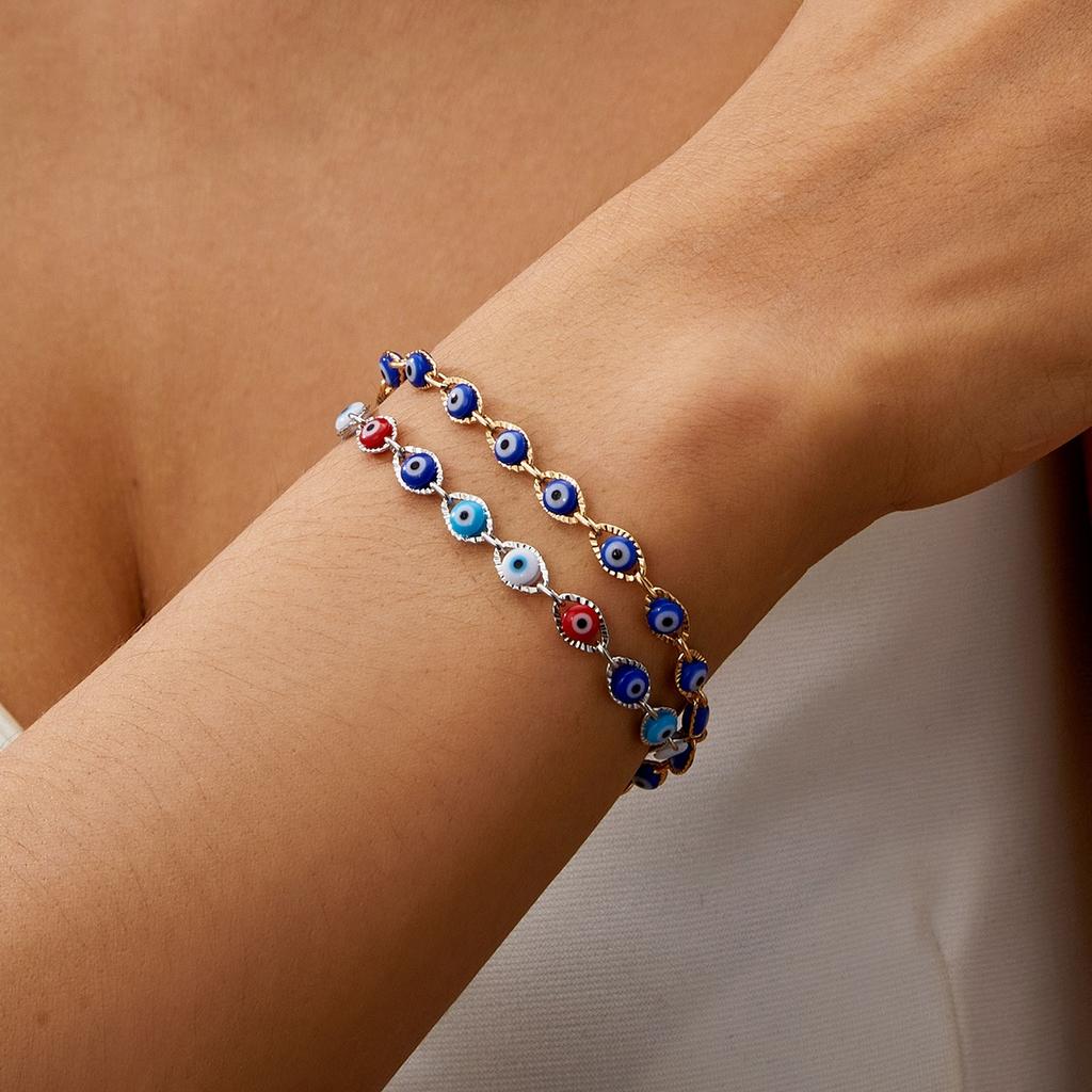Vintage Turkish Blue Evil Eyes Bracelets For Women Men Fashion Demon Eye Link Chain Friendship Bracelet Lucky Prayer Jewelry
