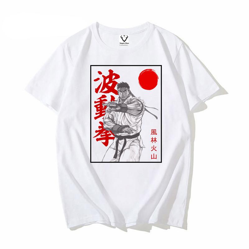 Japan Style Attacks T Shirt Men Women Teenage Fighter Ryu Ken Hadoken ONeck Youth Top TShirt Games Videogame S