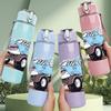 1PC Blue Monster Truck Offroad Print 750ml Color Plastic Sports Water Bottle Leakproof Flip Straw Lid Suitable for Sports Office Home Use