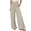 Women's Loose High-waisted Cotton And Linen Solid Color Straight-leg Flared Pocket Wide-leg Pants