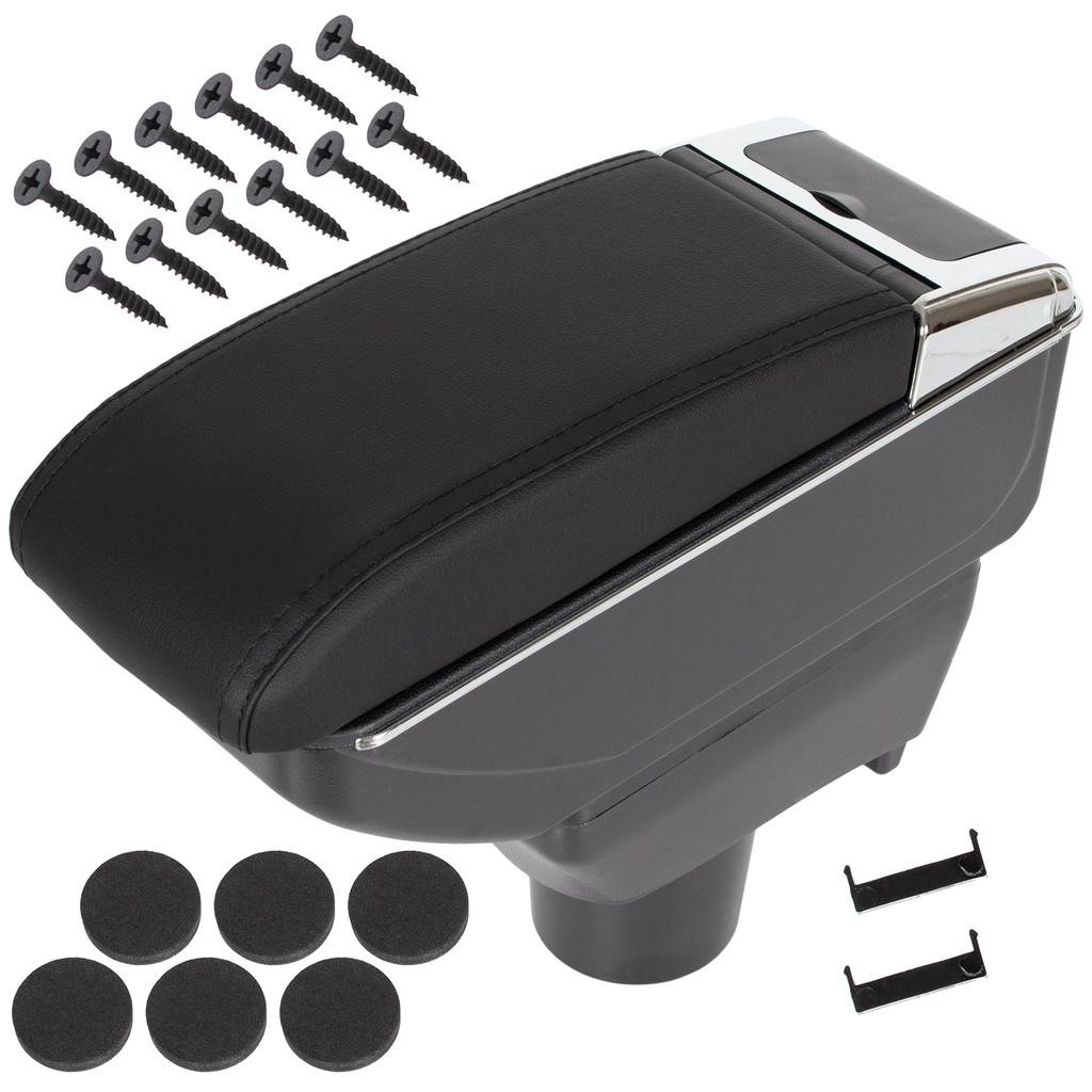 Toyota Yaris III 11-20 Armrest with Storage Box, Black Eco Leather + Mounting Kit