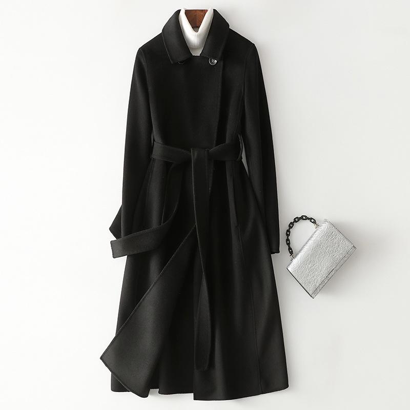 New double-sided cashmere coat female slim and thin Hepburn long oversize woolen coat