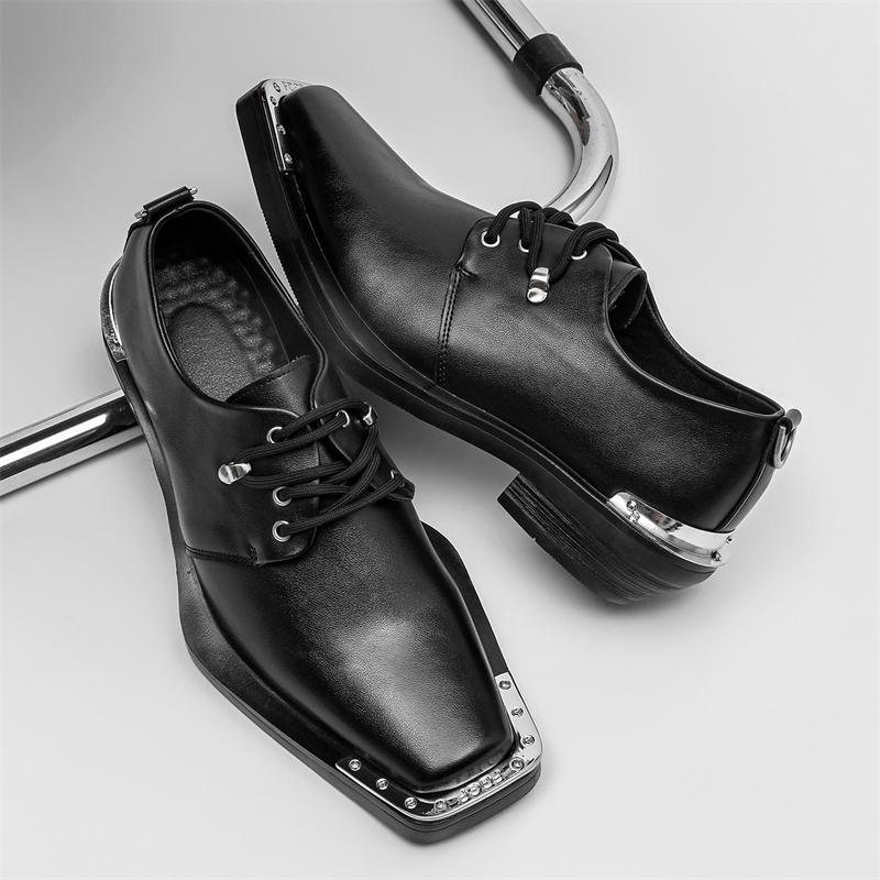 Men's Black Leather Shoes Designer Luxury Style Party or Office Party or Office 38-46 Outdoor Trendy Street Hot Selling Shoes