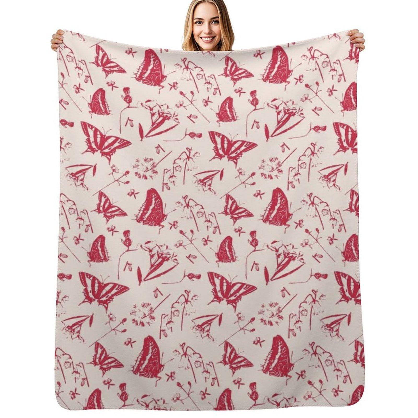 Gardenflower burgundy pattern Throw Blanket Fluffy Cozy Throw Blanket for Home Decor 102x76cm(40x30in)