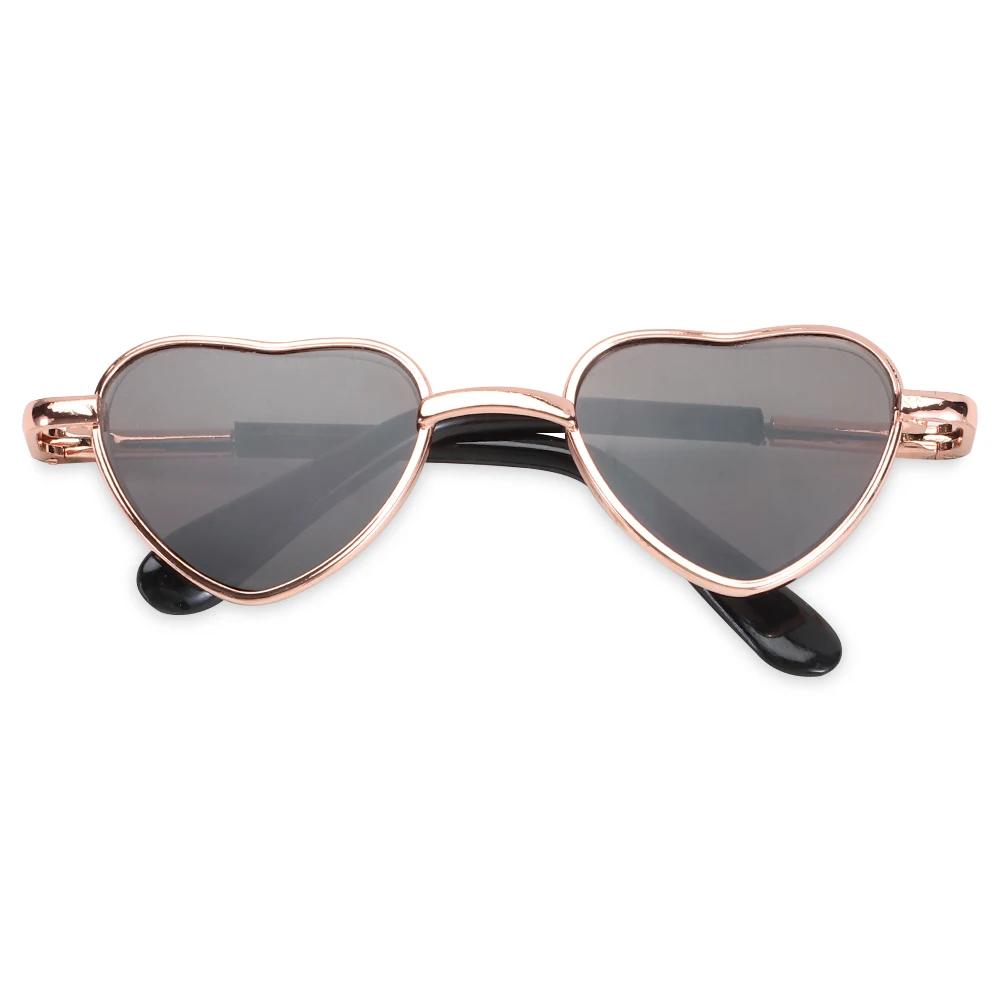 Vintage Doll Sunglasses For Doll Accessories Heart Metal Glasses Photo Prop Pet Glasses Toy 9.5cm Miniature Doll Sunglasses