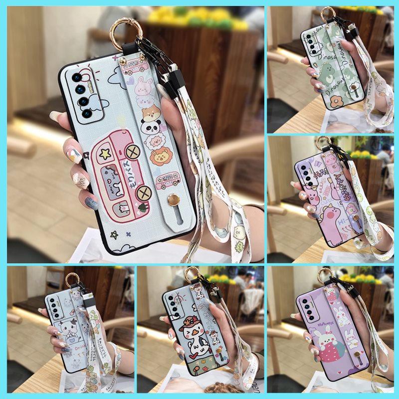 Protective Wristband Phone Case For Tecno Camon17P Kickstand Back Cover Ring Anti-knock Anti-dust Fashion Design Cute