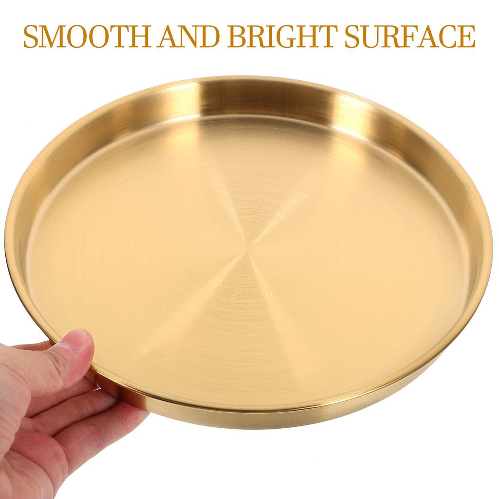 Stainless Steel Round Plate Elegant Metal Dinner Plate for Steak Pasta Fruit Serving Parties Weddings Family Gatherings Bar