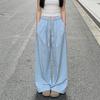Women's Summer Yamo Wide-Leg White Pants: Casual, Loose-Fit, Milk Puff Texture