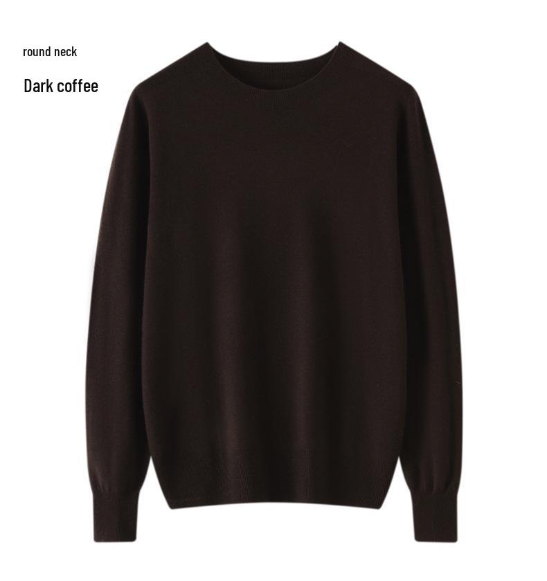 Women's 100% Pure Wool Seamless Knit Sweater, Machine Washable, Round Neck Spring Top