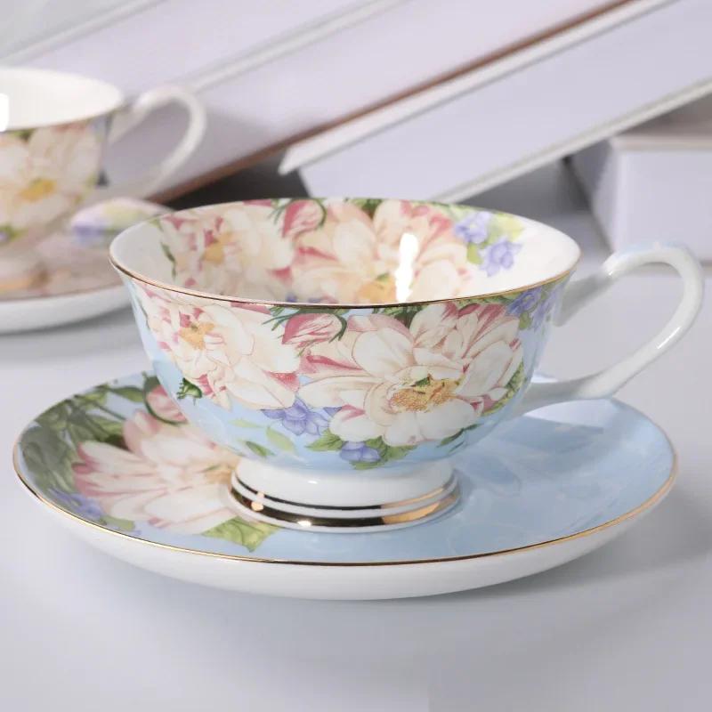 Coffee Cups English British Afternoon Tea Cup  Premium Plates Home Office Cafe Ceramic Coffee Mug Bone Porcelain Cup Gift