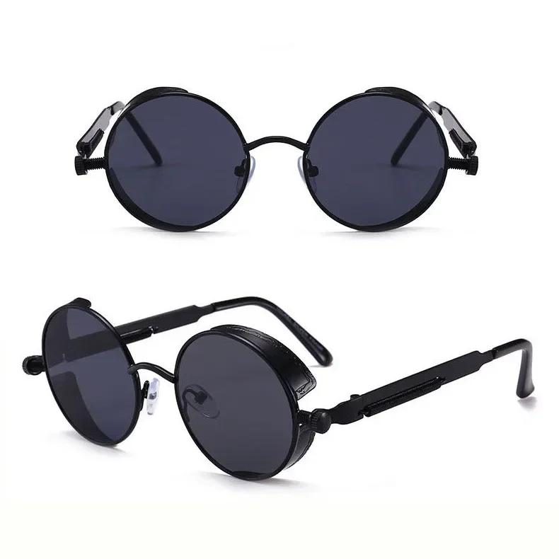 Men'S Gothic Sunglasses For Women Punk Round 80S Retro Steampunk Mirrored Sun Protection Glasses Fw2518