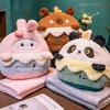 Cute 3 In 1 Quilt Pillow Fluffy Material Multifunctional Animal Pillow Soft Texture Cartoon Design Sleeping Pillow Winter Season