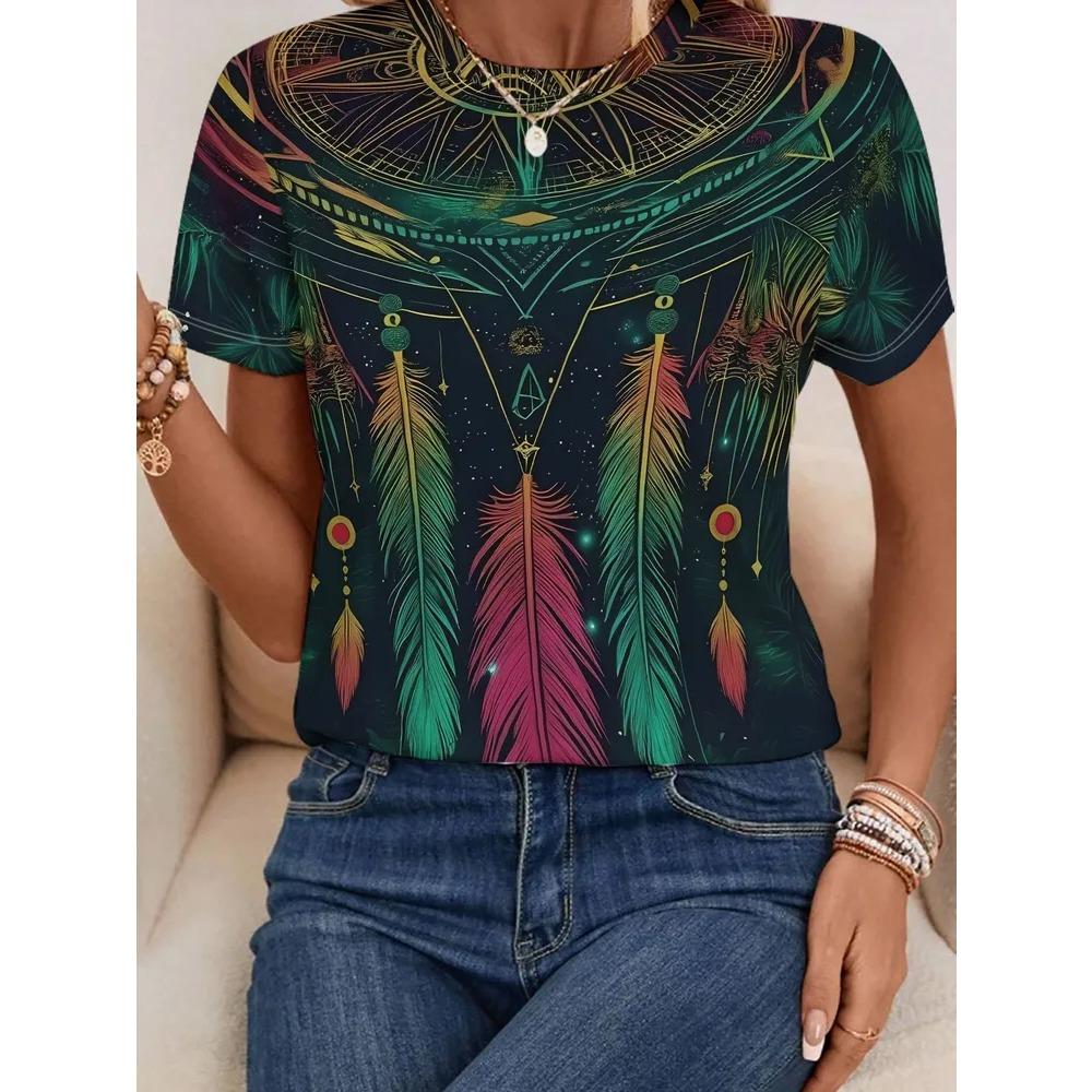 Creative Flower 3D Printed Short Sleeved T-shirt Fashionable Comfortable Soft Breathable Large Loose Womens T-shirt