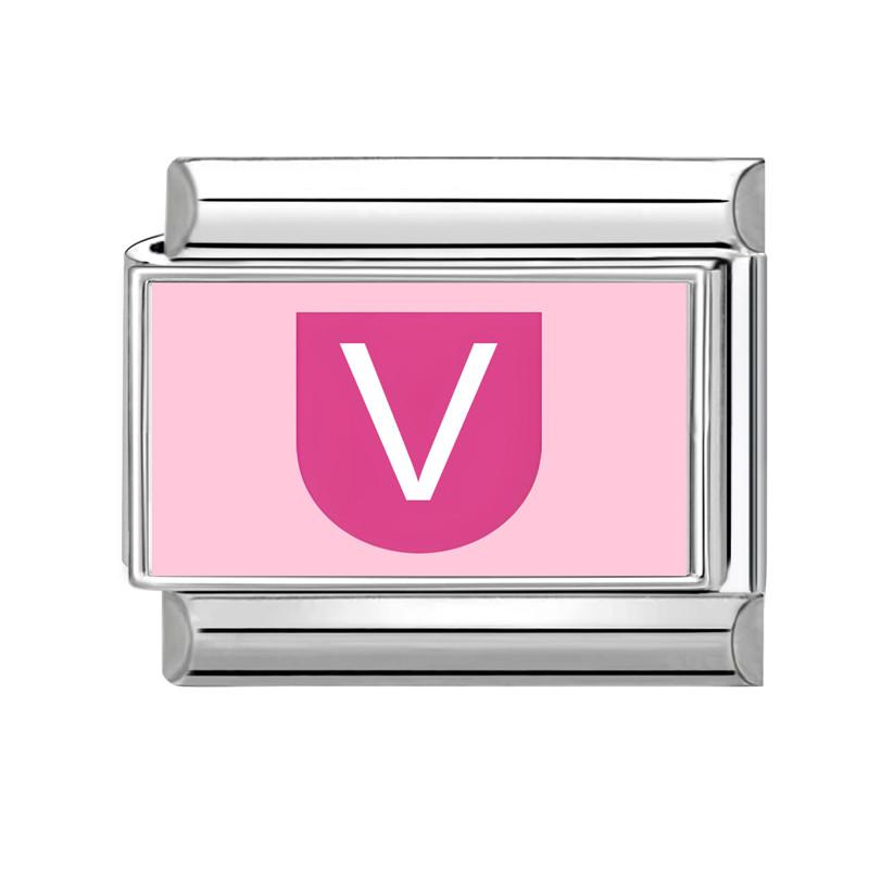 New Lovely 26 English Letter Pink Italian Charm Links Fit 9MM Stainless Steel Bracelet Women Men DIY Birthday Making Gift