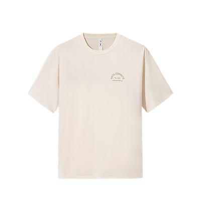 Anta Bequemes Einfaches Lockeres T-Shirt mit Buchstabenprint Atmungsaktiv Drop Shoulder Kurzarm Unisex Oberteile Warm-Sonne-Weiß 152527123-1