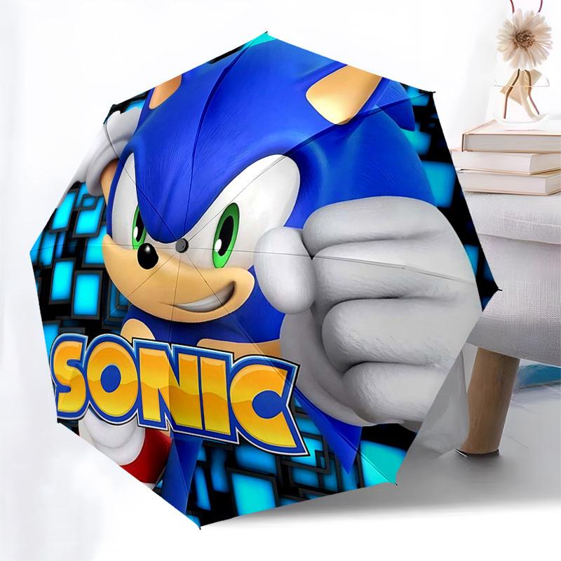 

1pc Sonic Sonic Automatic Opening Folding Umbrella with 8-Bone Iron Frame - Portable Outdoor for Fans, Travelers, Everyday Use, and Festive Gifts.W010