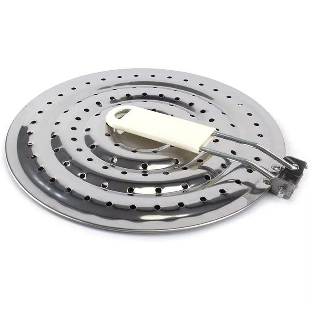 Stainless Steel Heat Diffuser Foldable Round Flame Guard Simmer Plate Wood Handle Non Slip Bottom Thermal Conductivity Mat