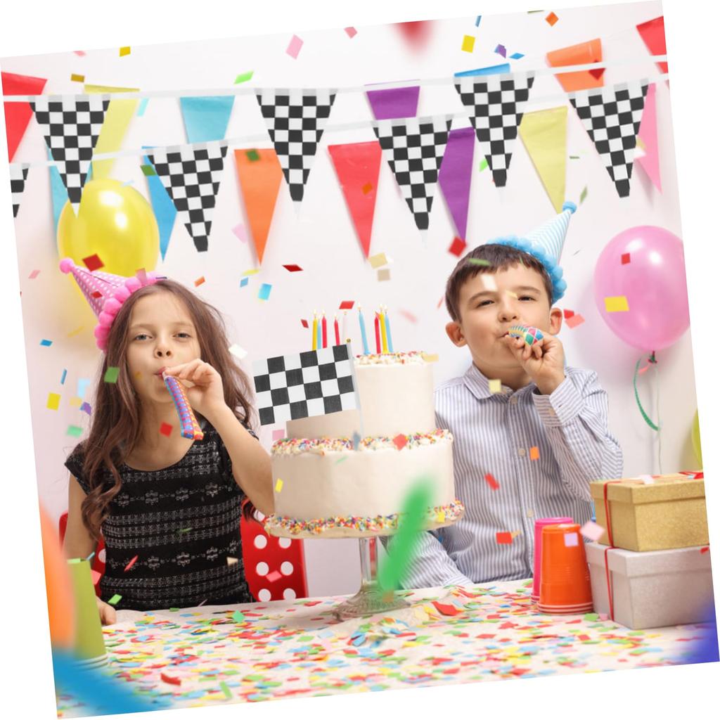 PHENOFICE Birthday Racing Decorations: 1 Set of Race Car Party Decoration Flags for Racing Car Birthday Party Decorations
