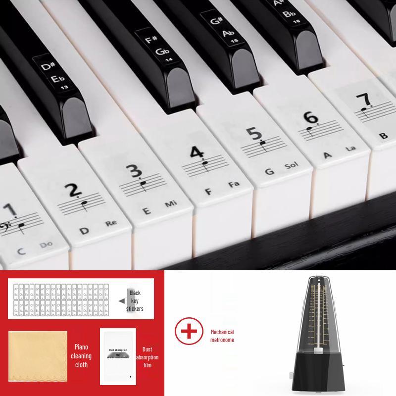 Colorful Piano Keyboard Stickers for 88, 61, and 54 Keys - Note Stickers with Numbers and Staff for Electronic Keyboards