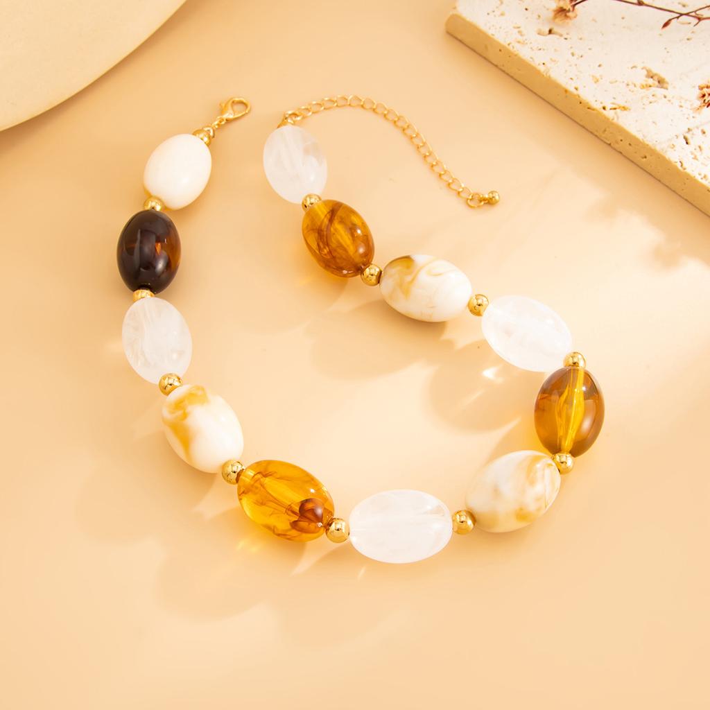 Vintage Resin Beads Choker Necklace for Women Jewelry Party Gift