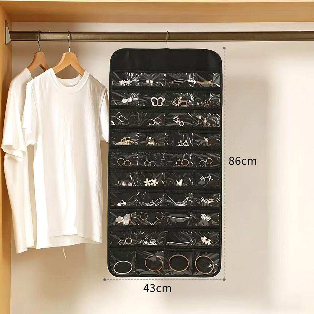 80/48 Pocket Jewelry Storage Roll, Double-sided Transparent Large-capacity Portable Pendant Bag Jewelry Organizer Storage Bag