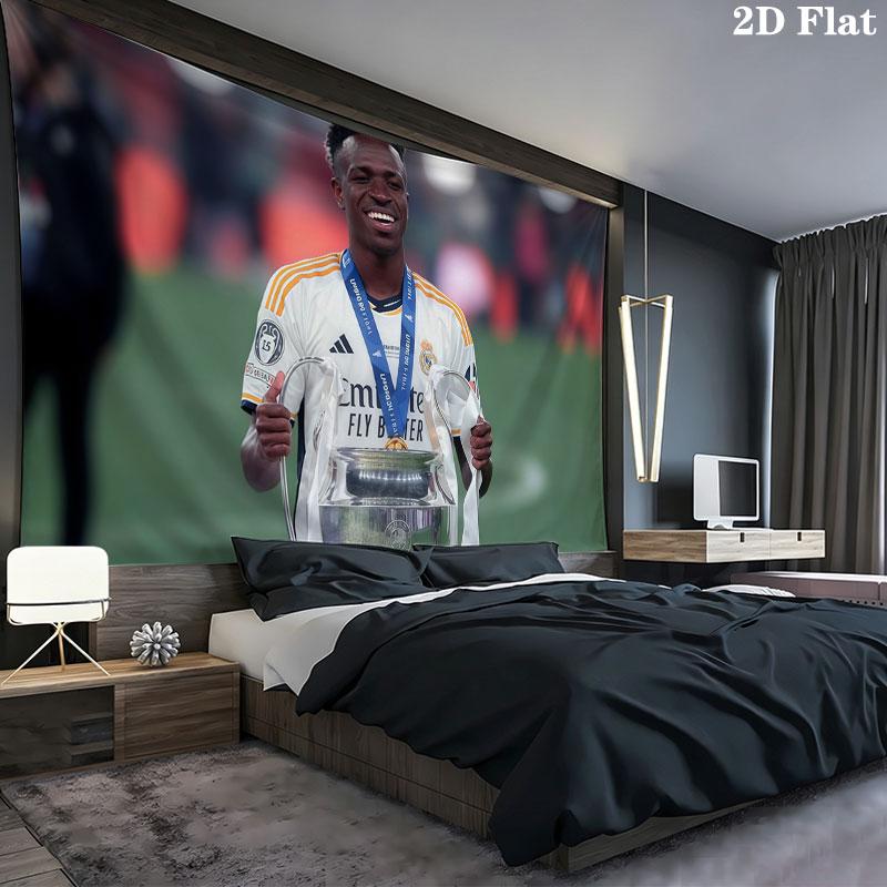 Vinicius Jr Wall tapestry, aesthetic printed fabric blanket, suitable for bedroom, living room, and home decor.