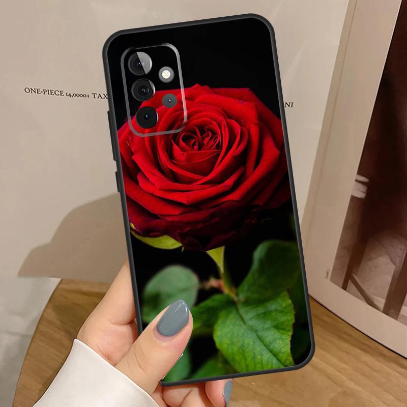 Red Rose Flower Case For Samsung Galaxy A15 A16 A17 A26 A36 A56 A55 A35 A52 A32 A12 A53 A33 A13 A14 A34 A54