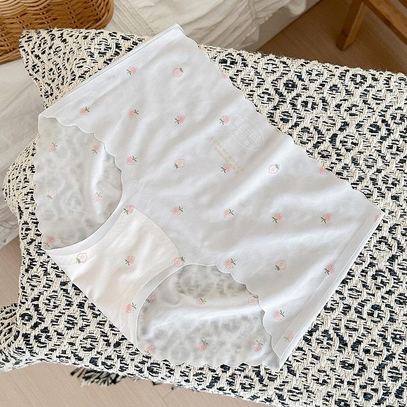 

Женское нижнее белье, трусики из ледяного шелка с принтом клубники, быстросохнущие бесшовные трусы со средней талией с подтяжкой бедер L