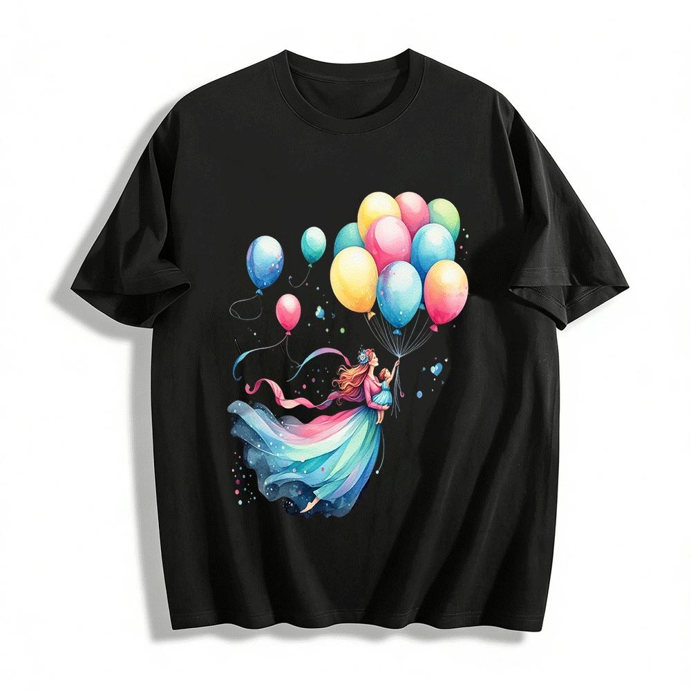Mothers Day Balloon Print Mommy And Me Casual Tops Pure cotton T-shirt XXS