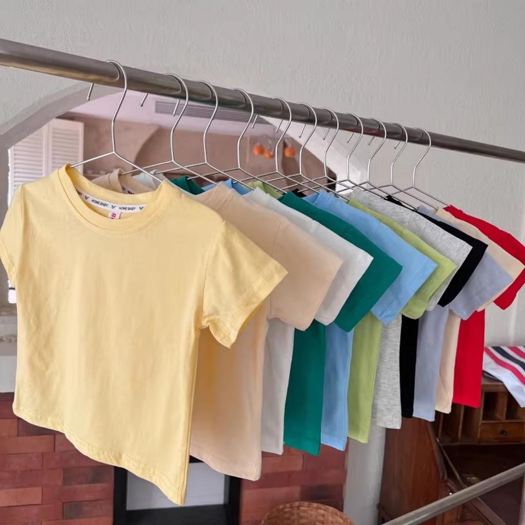 Kids Cotton Short Sleeve T Shirt Solid Summer Basic Top for Boys and Girls