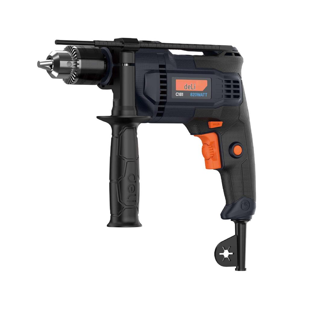 Deli Electric C180 Drill: 3C Certified, Double Insulated, Stepless Speed Control, Forward/Reverse, High-Speed Impact Drill.