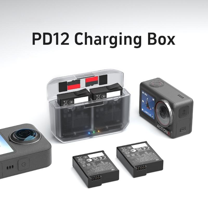 Portable Charging Case With Magnetic Closure Intelligent Protections System Double Slot For Action 5Pro/4/3/Osmo360 Batteries