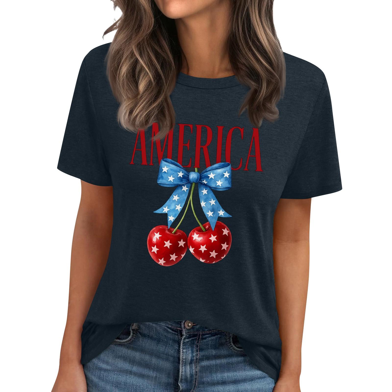 

Женская футболка с круглым вырезом и короткими рукавами с принтом XXL тёмно-синий