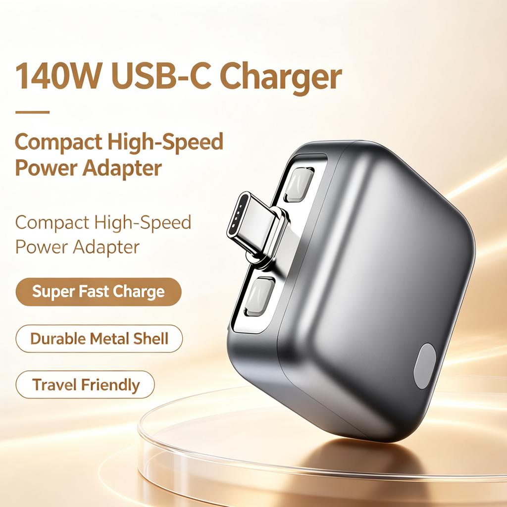140W Super Fast USB‑C Charger Auto Disconnect Battery Protection Power Adapter For Phones Laptops Tablets Home Travel Use