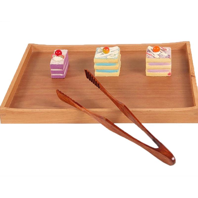 Wooden Clip Cooking Kitchen Tongs Food Bbq Tool Salad Bacon Steak Bread Cake