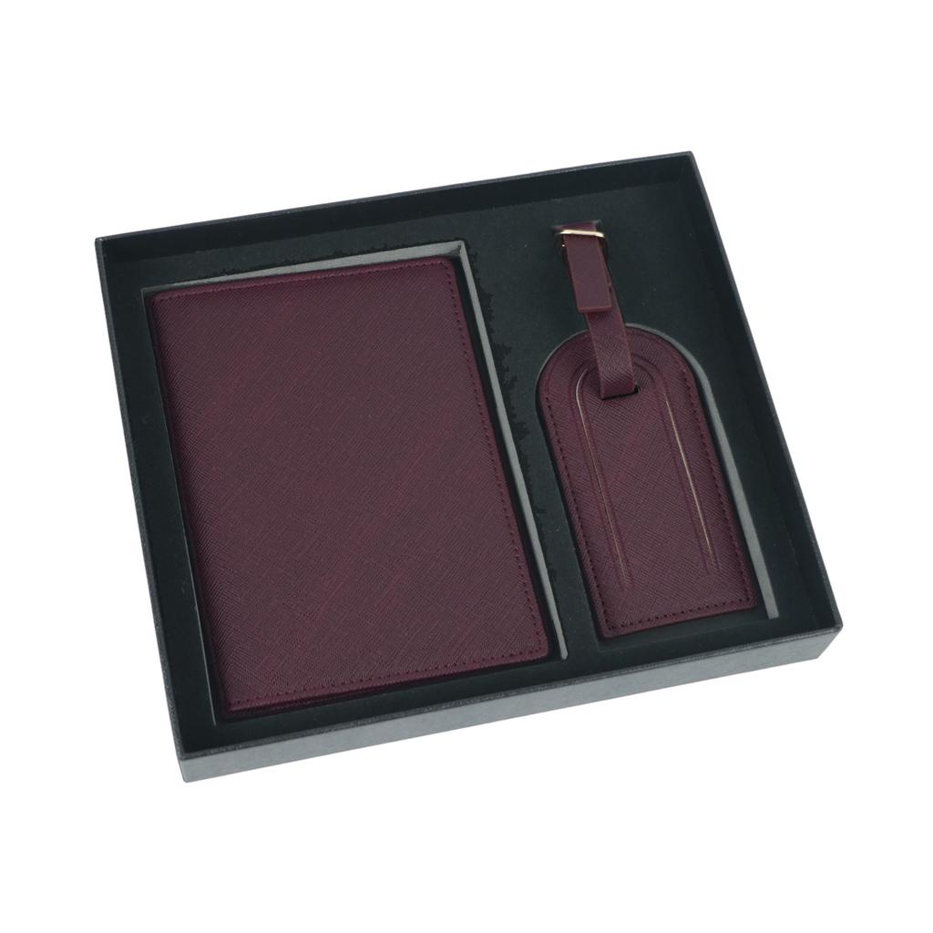Free Monogrammed Initial Letters Gift Box Set Saffiano Leather Passport Holder Luggage Tag Passport Cover Travel Accessories