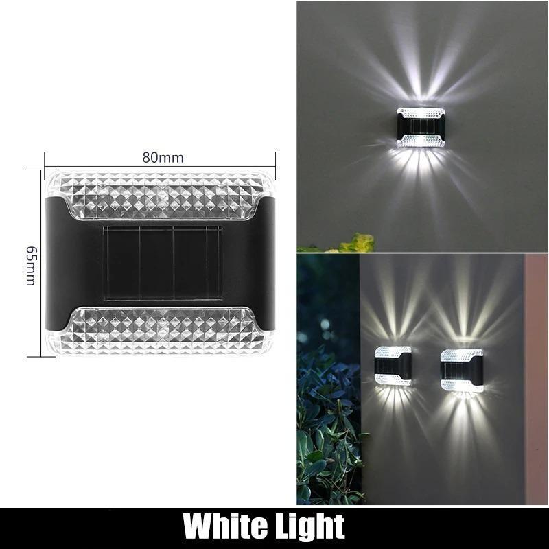 

2000LM светодиодный настенный светильник на солнечной батарее, водонепроницаемый, работающий вверх и вниз, садовый забор, освещение для наружного сада, дорожки, крыльца, двора, декора White-1PCS