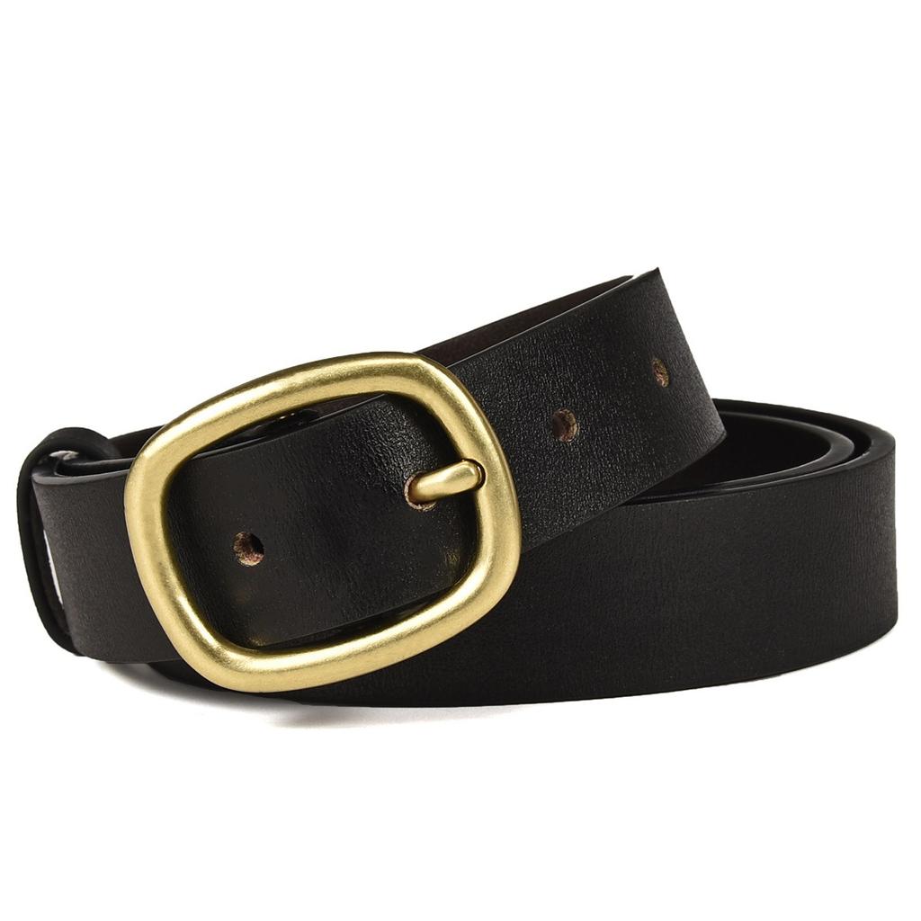 Genuine Leather Belt for Women's Classic Japanese Buckle Pin Buckle Belt Casual Versatile Girls' Slender Belt