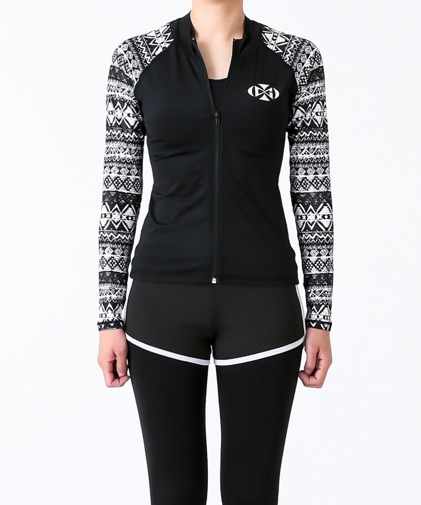 Dangun Cool Air Stone Print Zip-Up Long Sleeve Rash Guard