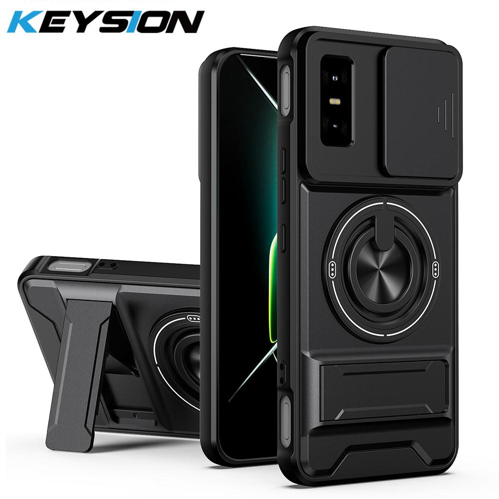 KEYSION Magnetic Phone Case for Infinix GT 30 30 Pro 5G Slide Camera Protection Upright Kickstand 360 Ring Shockproof Back Cover