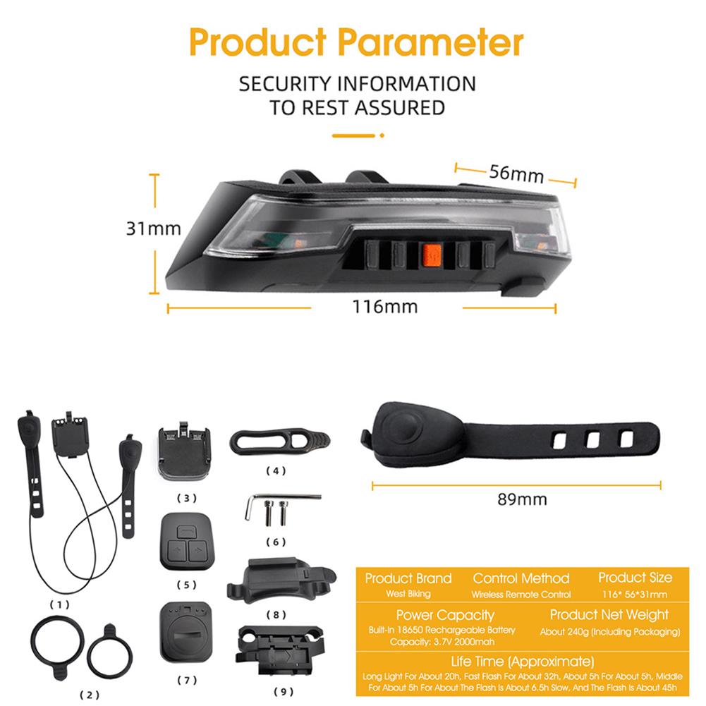 Smart Bike Tail Light Wireless Remote Control Rear Bike Light LED Bike Rear Light For Day Night Mountain Riding