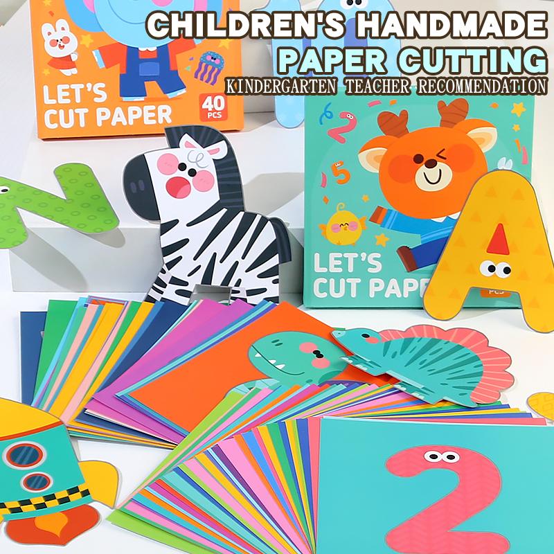 40Pcs Handmade Visual Card Paper Cutting Games Number Letter Traffic Dinosaur Fruit Cognitive Game Early Education Toys Gifts