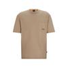 Boss Relaxed FiT Embroidered Logo PockeT ShorT Sleeve T shirT Open Brown 505094 