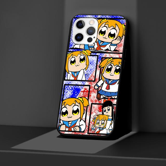 Pop Team Pipi Anime Kılıf Apple Iphone 14 11 13 Mini 12 Pro Max Xr 7 8 +Se 2020 Xs 6 6s Plus 5 5s Siyah Silikon Telefon Kılıfı