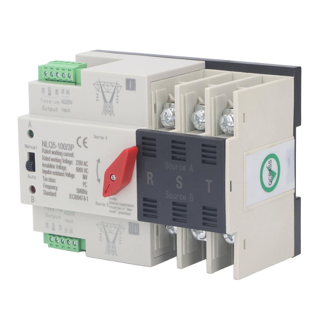  Power Automatic Transfer Switch 3P Fast Switching Control Switch Silver Contact AC 220V for Saf