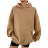 Women's Hooded Long Sleeve Sweatshirt Loose Fit Streetwear Solid Color Pullover Hoodie