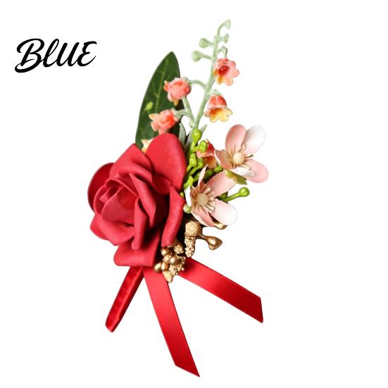 Long-lasting Color Corsage Men Suit Artificial Flower Wristlet Band Reusable
